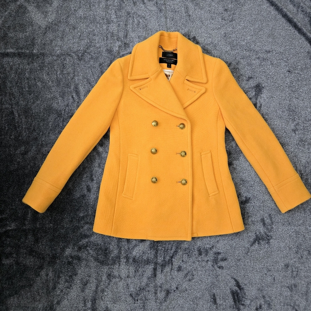 J.Crew Majesty Stadium Cloth Nello Gori Wool Blend Peacoat Orange Gold Button 4P